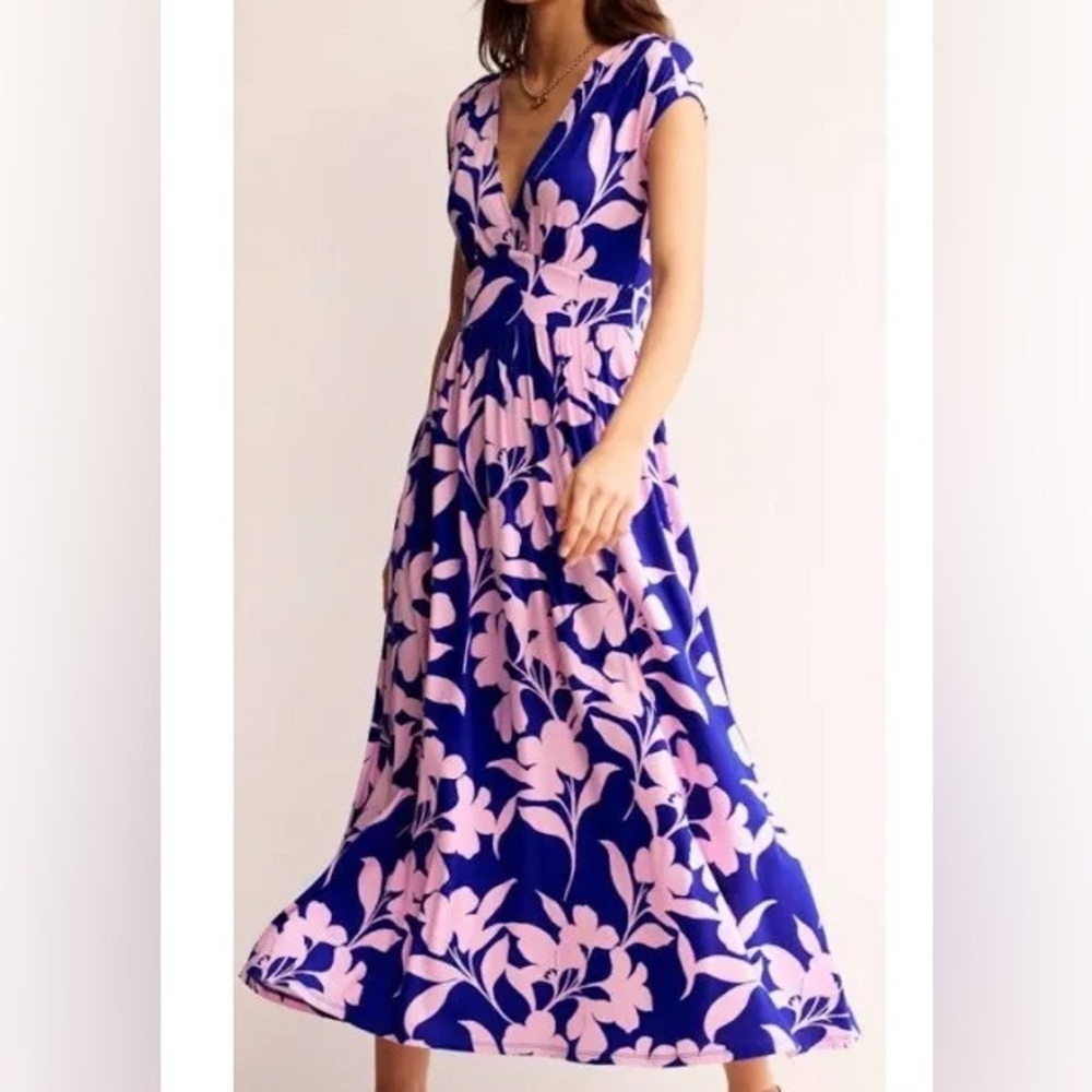 BODEN Vanessa Wrap Jersey Maxi Dress Sweet Lilac Silhouette Bloom US 2P